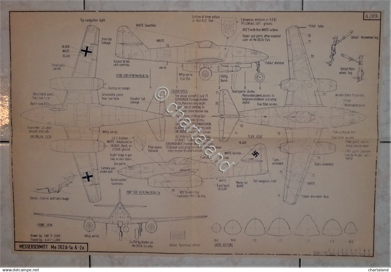 Modellismo - Aereo Disegno - Messerchmitt Me. 262A-1a & -2a - A289 - Unclassified