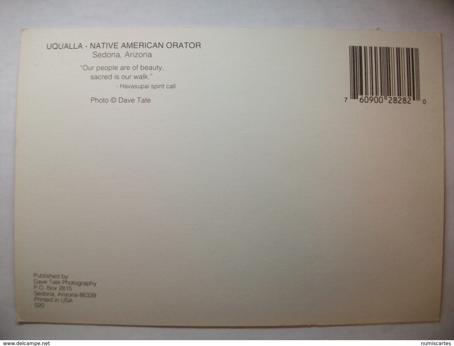Carte Postale USA -Uqualla - Native American Orator -Sedona Arizona (Couleur Non Circulée ) - Sedona