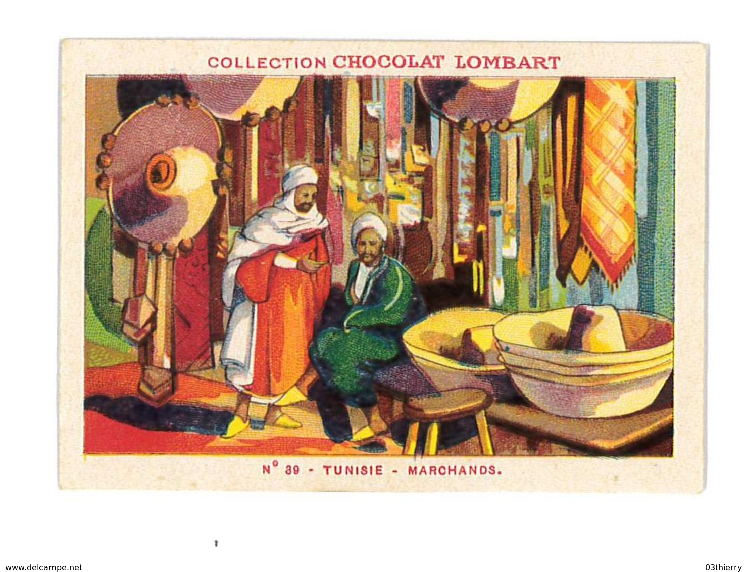 CHROMO IMAGE CHOCOLAT LOMBART N°39 TUNISIE MARCHAND - Lombart