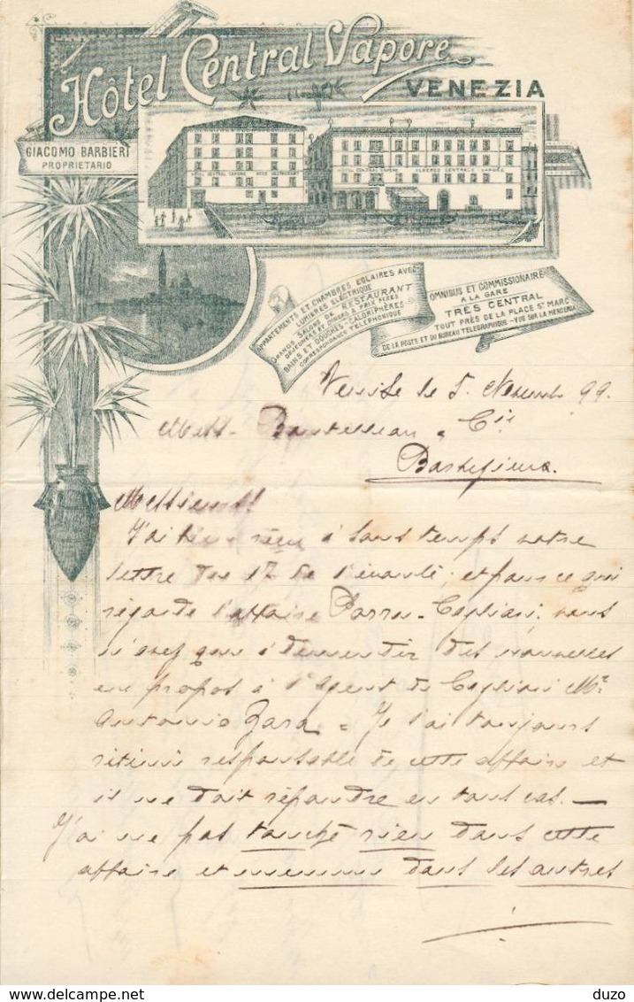 Italie - Lettre Avec Entête 5/11/1897 - Grosse Correspondance 4 Pages - Hôtel Central Vapore - Venezia - Voir (3 Scans). - Italie