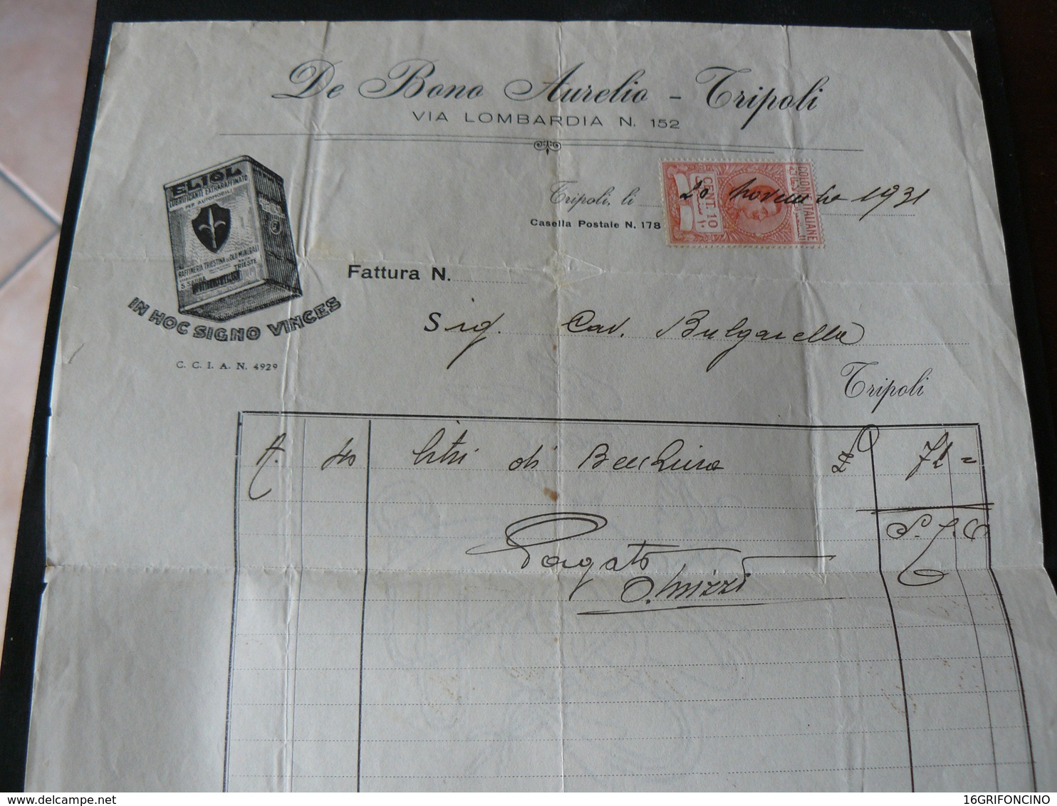 13  VERY BEAUTIFULS  OLDS   BILLS OF ITALIAN' S COLONY OF LIBYA .///.BELLE FATTURE DELLA COLONIA DELLA LIBIA - Italia