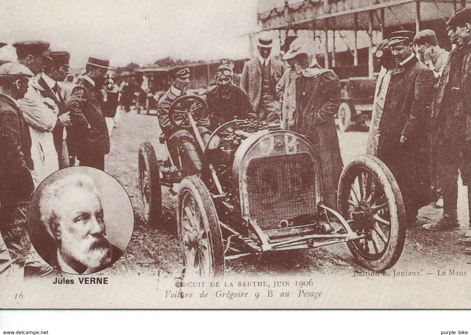 72 Sarthe Circuit De La Sarthe 1906 Repro Les Mutuelles Du Mans Jules Verne Voiture  De Grégoire 9B Au Pesage TBE - Autres & Non Classés