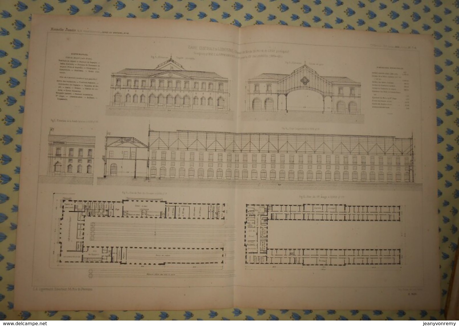 Plan De La Gare Centrale De Lisbonne. Chemin De Fer Du Nord Et De L'Est Portugais. 1866 - Public Works