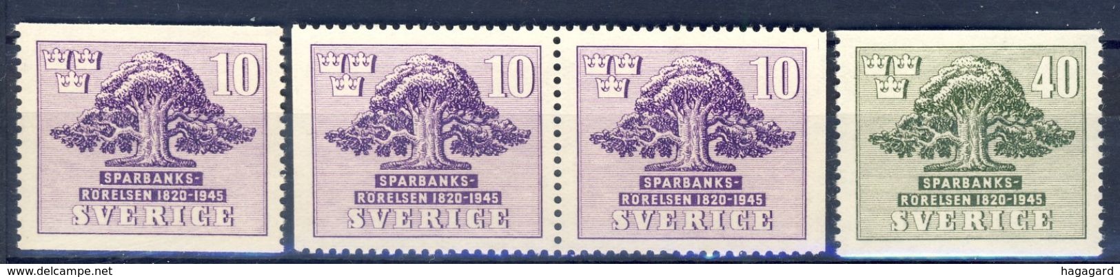 #Sweden 1945. Bank Jubilee. Michel 316-17 + PairD. MNH(**) - Ongebruikt