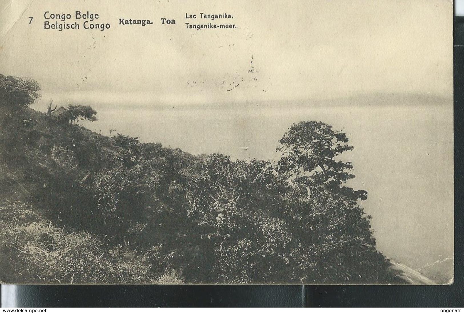 Carte N° 43. Vue: 7. Katanga.  Toa : Lac Tanganika; Obl. 19/09/1913  Pour Bxl - Enteros Postales