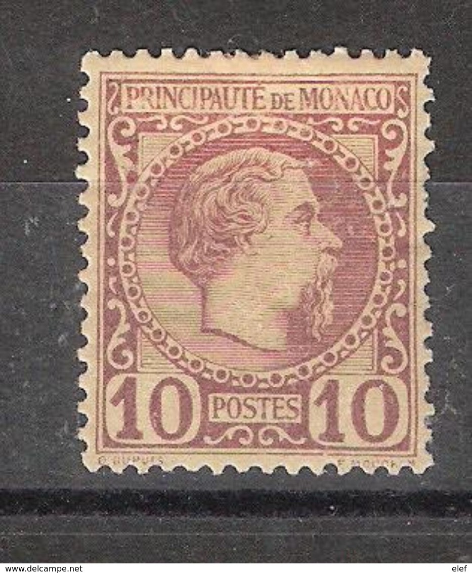 MONACO 1885, Prince Charles III , Yvert N° 4, 10 C Lilas Brun / Jaune ,neuf * / MH , TB Centrage  TB Cote 120 Euros - Neufs