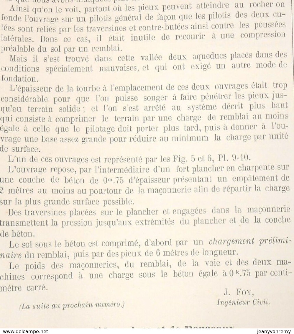 Plan De Fondations Dans Des Terrains Compressibles Et Affouillables. Viaduc Du Scorff. 1866 - Obras Públicas