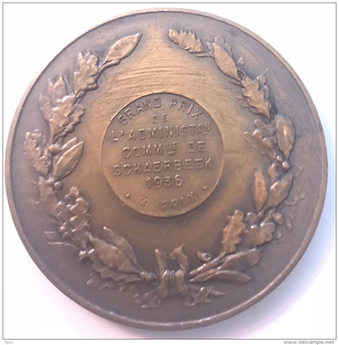 Médaille. Grand Prix De La Commune De Schaerbeek. 1936.  Diam. 50mm - Professionali / Di Società