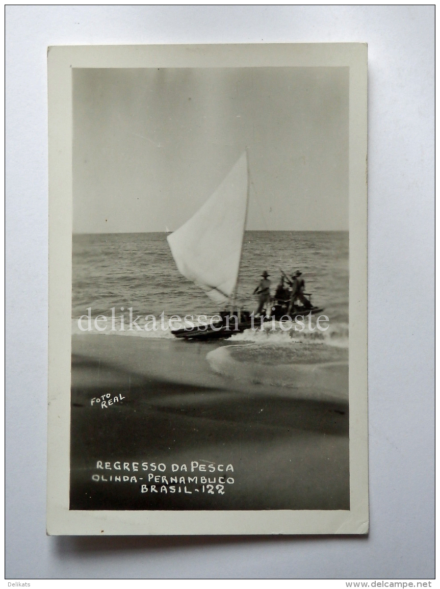 BRASILE BRASIL OLINDA Pernambuco Fisherman Boat Pesca AK CPA Old Postcard - Otros