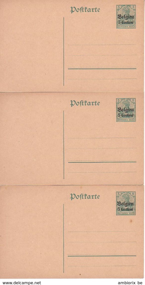 Entier Postal Occupation Allemande - N° 1 - Lot De 3 Cartes Neuves - German Occupation