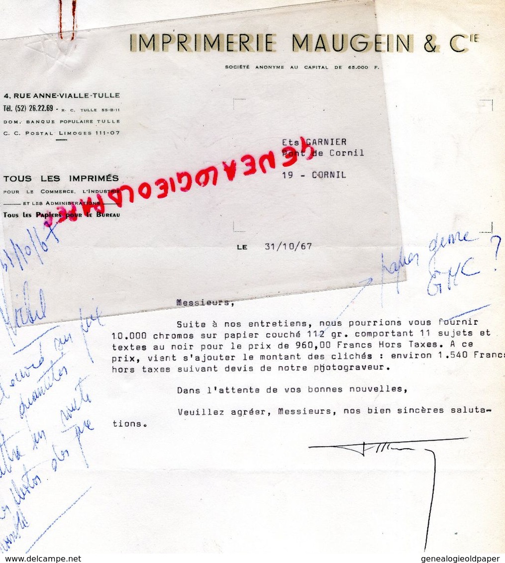 19-CORNIL- TULLE- RARE DOSSIER IMPRIMERIE MAUGEIN-4 RUE ANNE VIALLE- CHROMOS PUBLICITES JOUETS -JOUET GARNIER- - Imprimerie & Papeterie