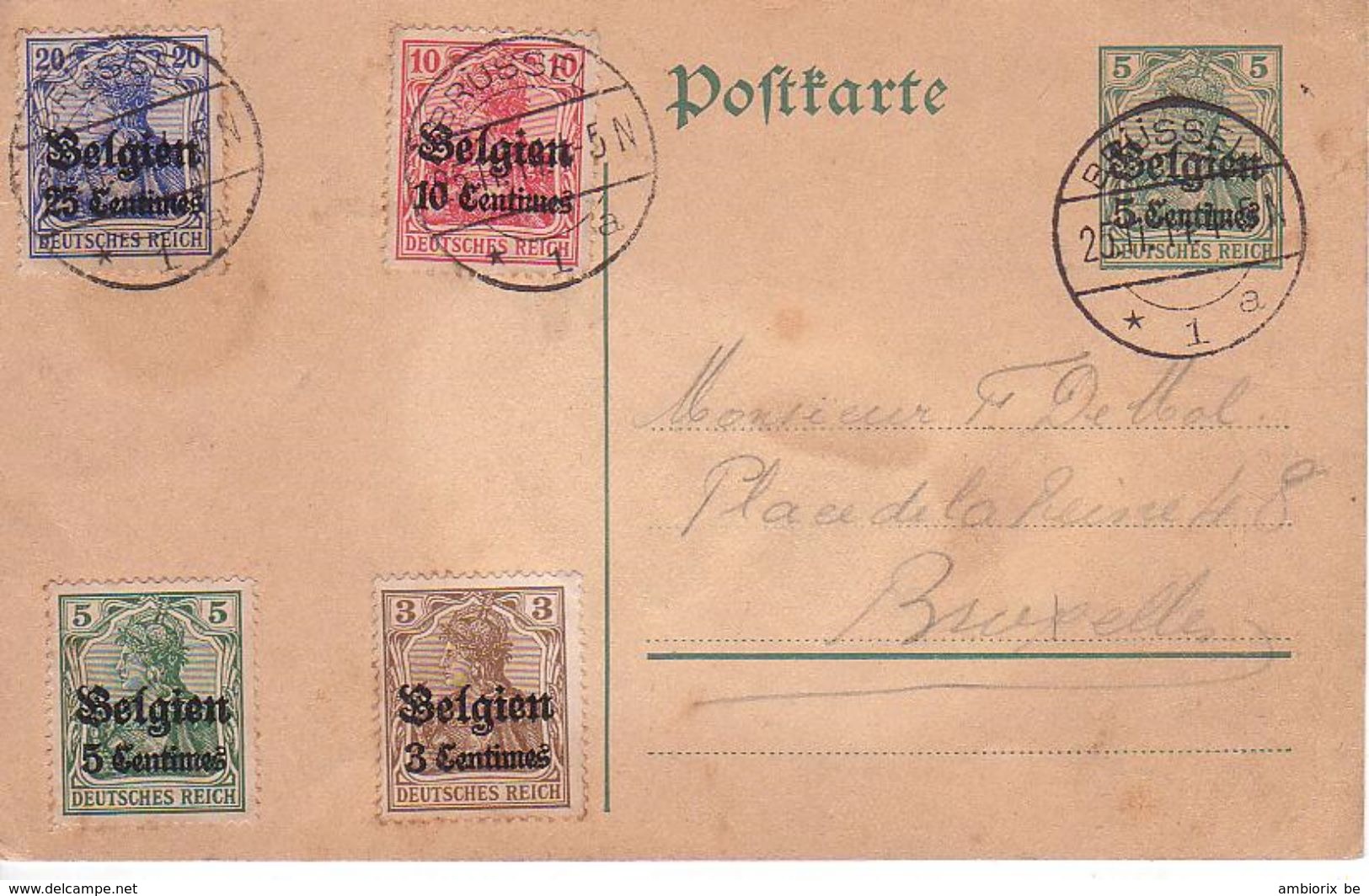 Entier Postal Occupation Allemande - Carte N° 1 Avec Complément Artistique Fonctionnel Ou Non ... - German Occupation