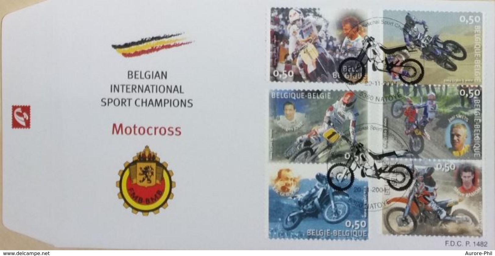 FDC Champions Du Monde Motocross Belgique - Motorbikes
