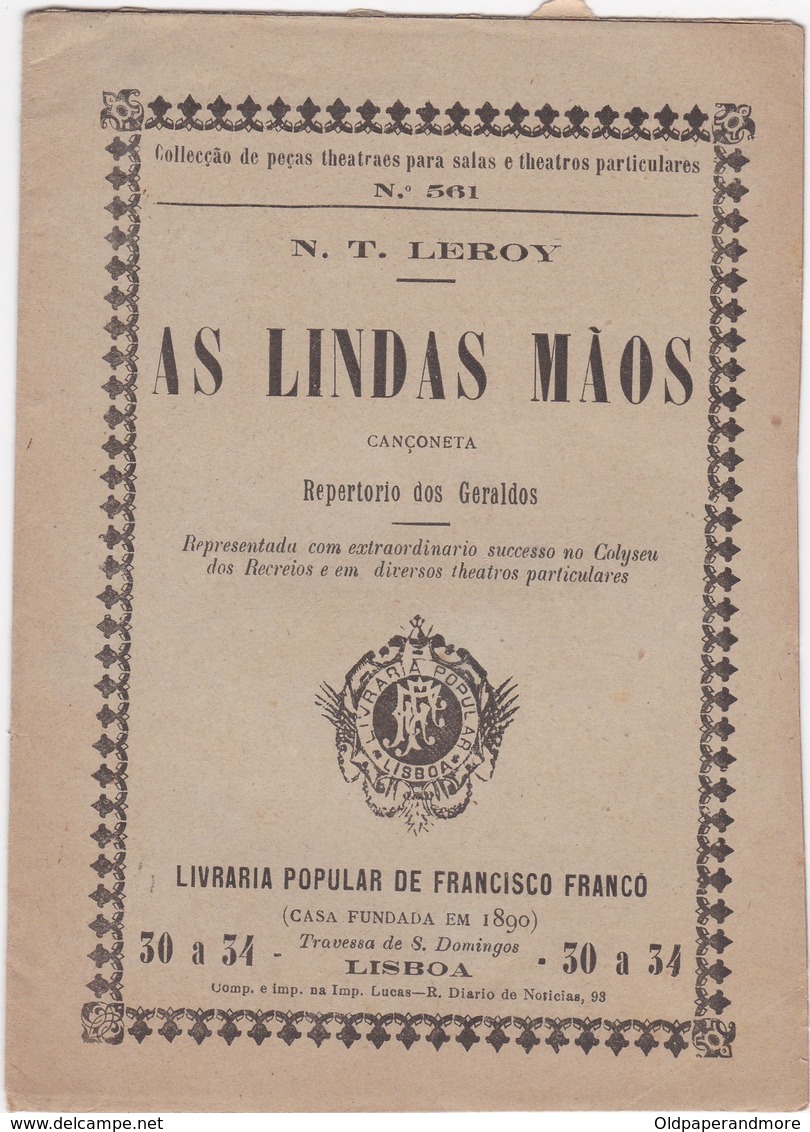 PORTUGAL LISBOA - TEATRO THEATRE - AS LINDAS MÃOS - Teatro