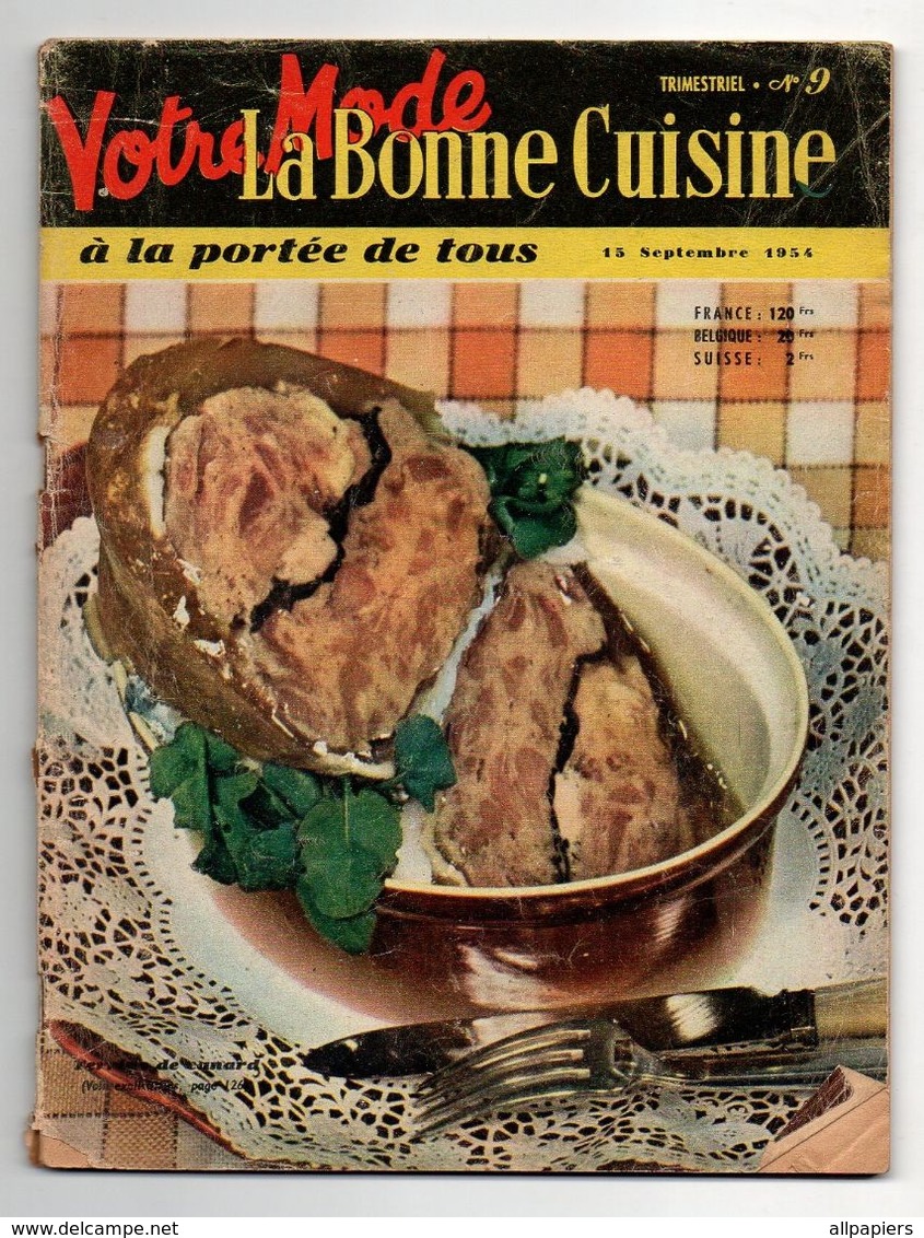 Revue Votre Mode N°9 La Bonne Cuisine à La Portée De Tous De 1954 - Cuisine & Vins