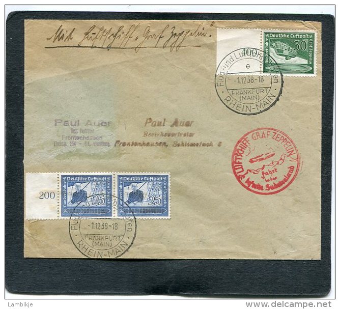 Deutsches Reich Brief Zeppelin 1938 Befreites Sudetenland - Sonstige & Ohne Zuordnung