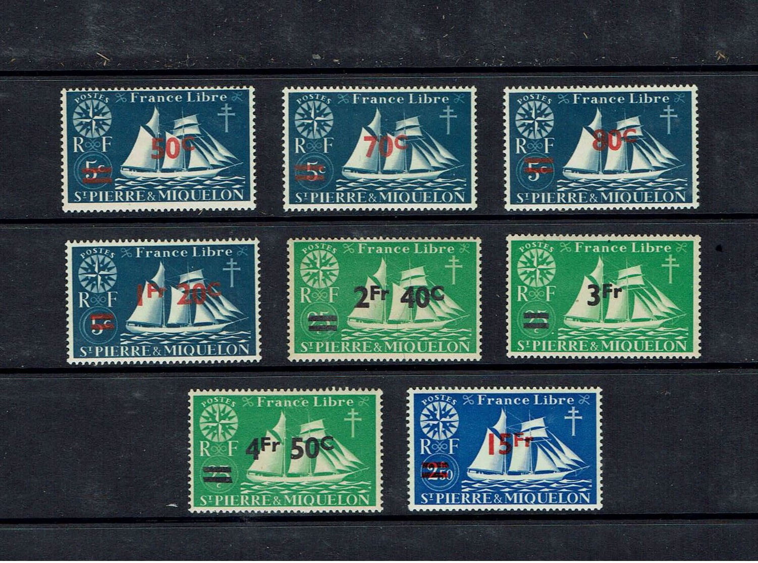 ST PIERRE & MIQUELON...1945...Scott #314-21 - Used Stamps