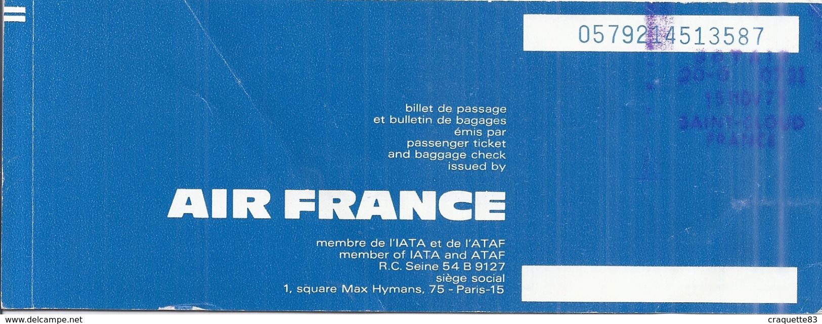 AIR FRANCE  MARSEILLE CASABLANCA  1973-BILLET DE PASSAGE ET BULLETIN DE BAGAGES - Mondo