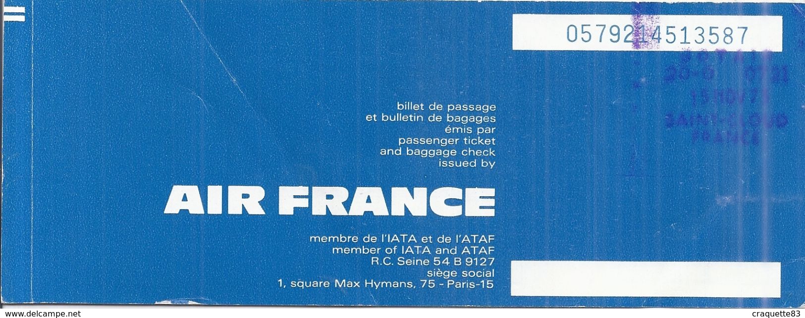 AIR FRANCE  MARSEILLE CASABLANCA  1973-BILLET DE PASSAGE ET BULLETIN DE BAGAGES - Mundo