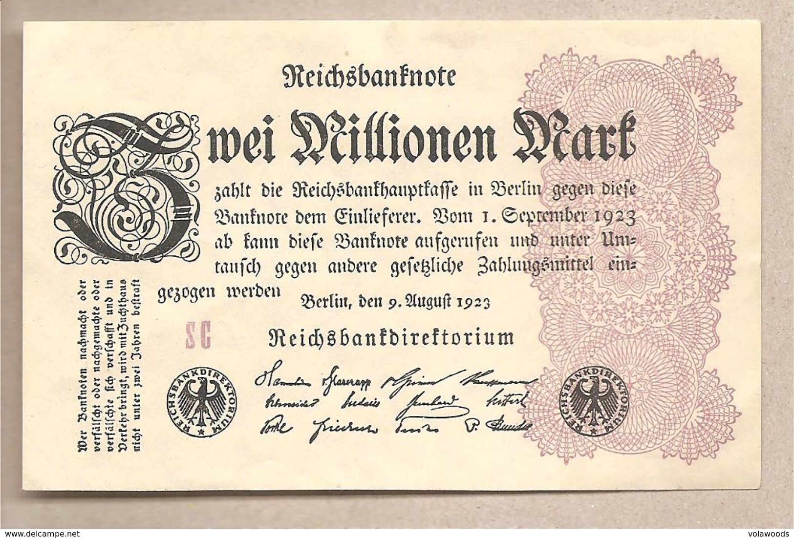 Germania - Banconota Non Circolata FdS Da 2.000.000 Marchi - 1923 - 2 Mio. Mark