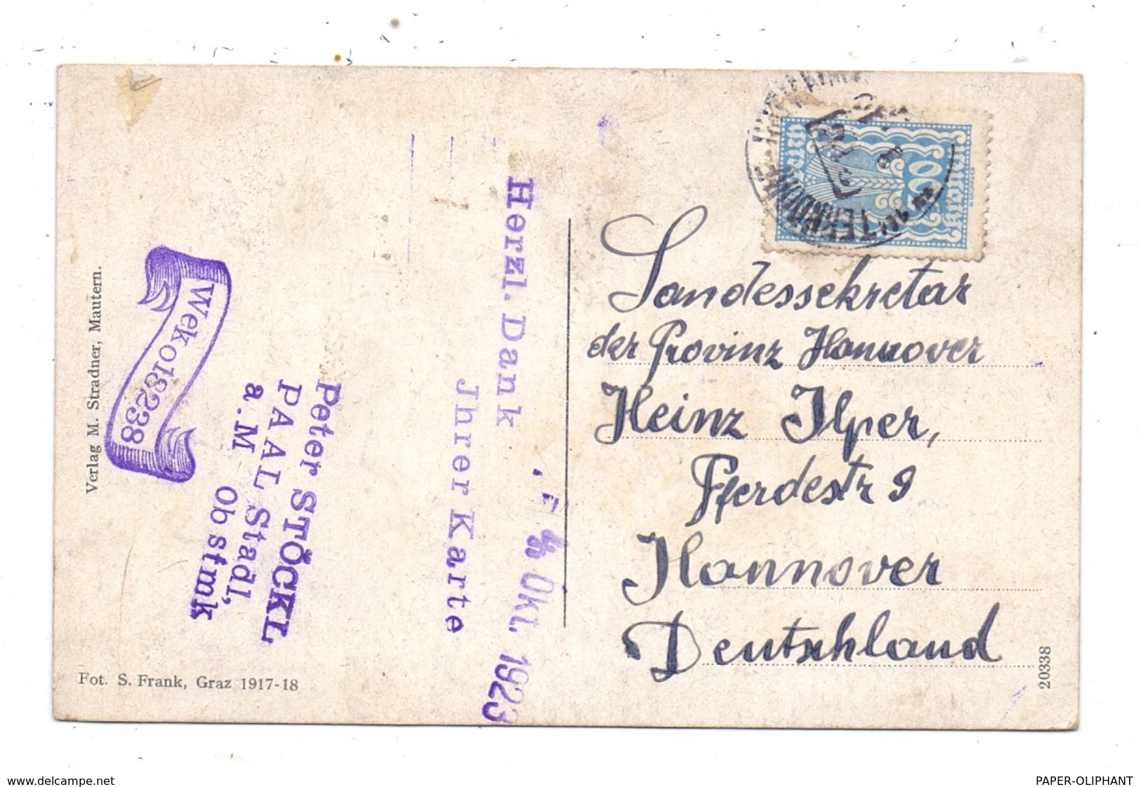 A 8774 MAUTERN, Klostervorhof, 1923, Bahnpost - Leoben