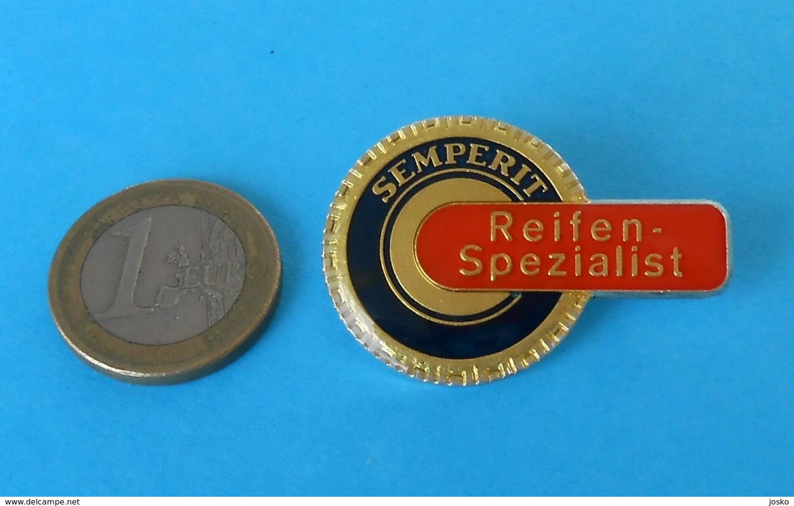 SEMPERIT - TIRE SPECIALIST .. Vintage Larger Breast Pin Badge * Tyre Tires Tyres Gum Pneu Reifen Pneumatico Gomma - Tractors