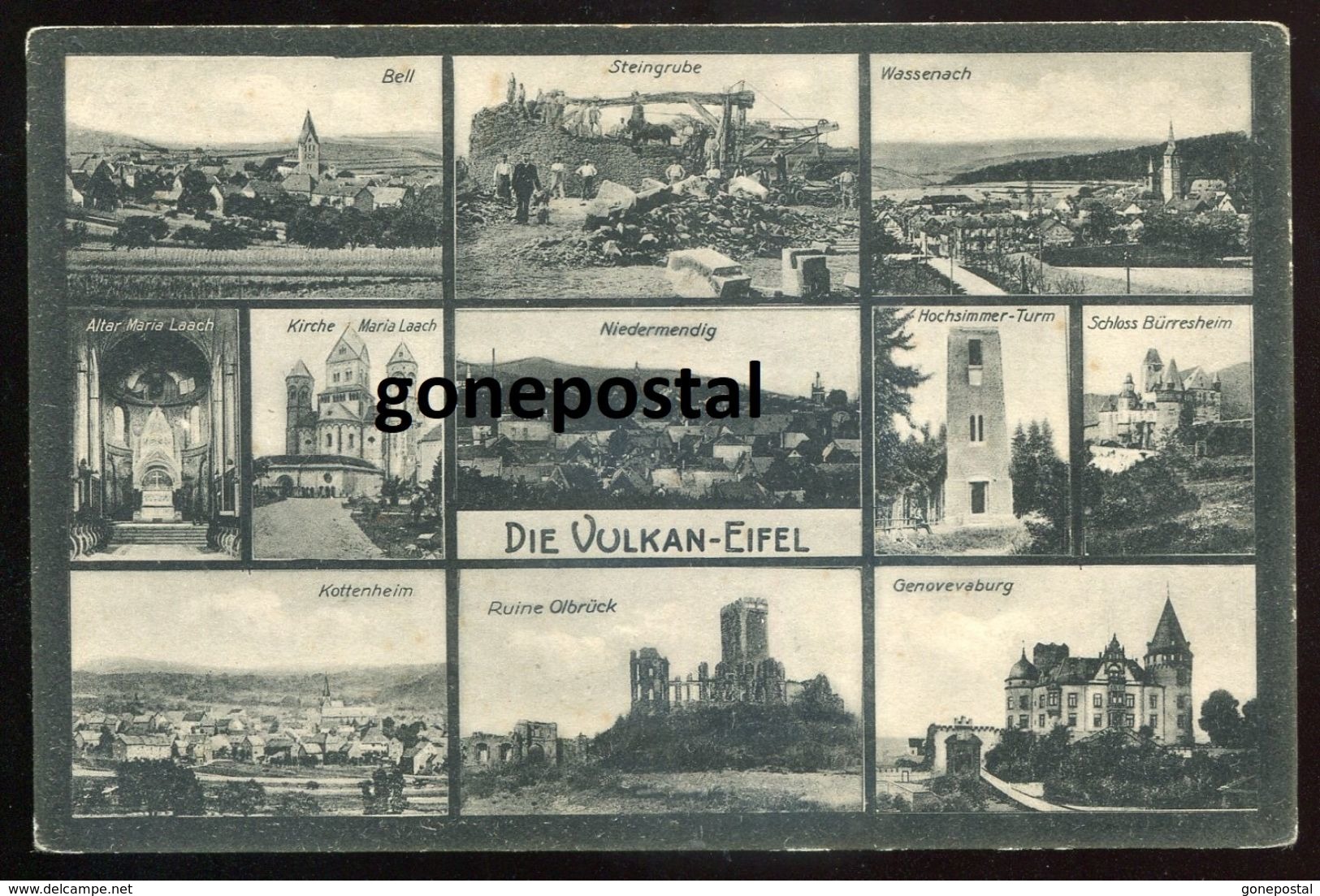 902 - GERMANY Vulkaneifel 1920s  Multiview Wassenach. Niedermendig. Ruine Olbruck - Other & Unclassified