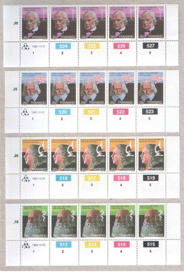 Transkei Blocks Of MNH Stamps From 1982 Medical Scientists - Transkei