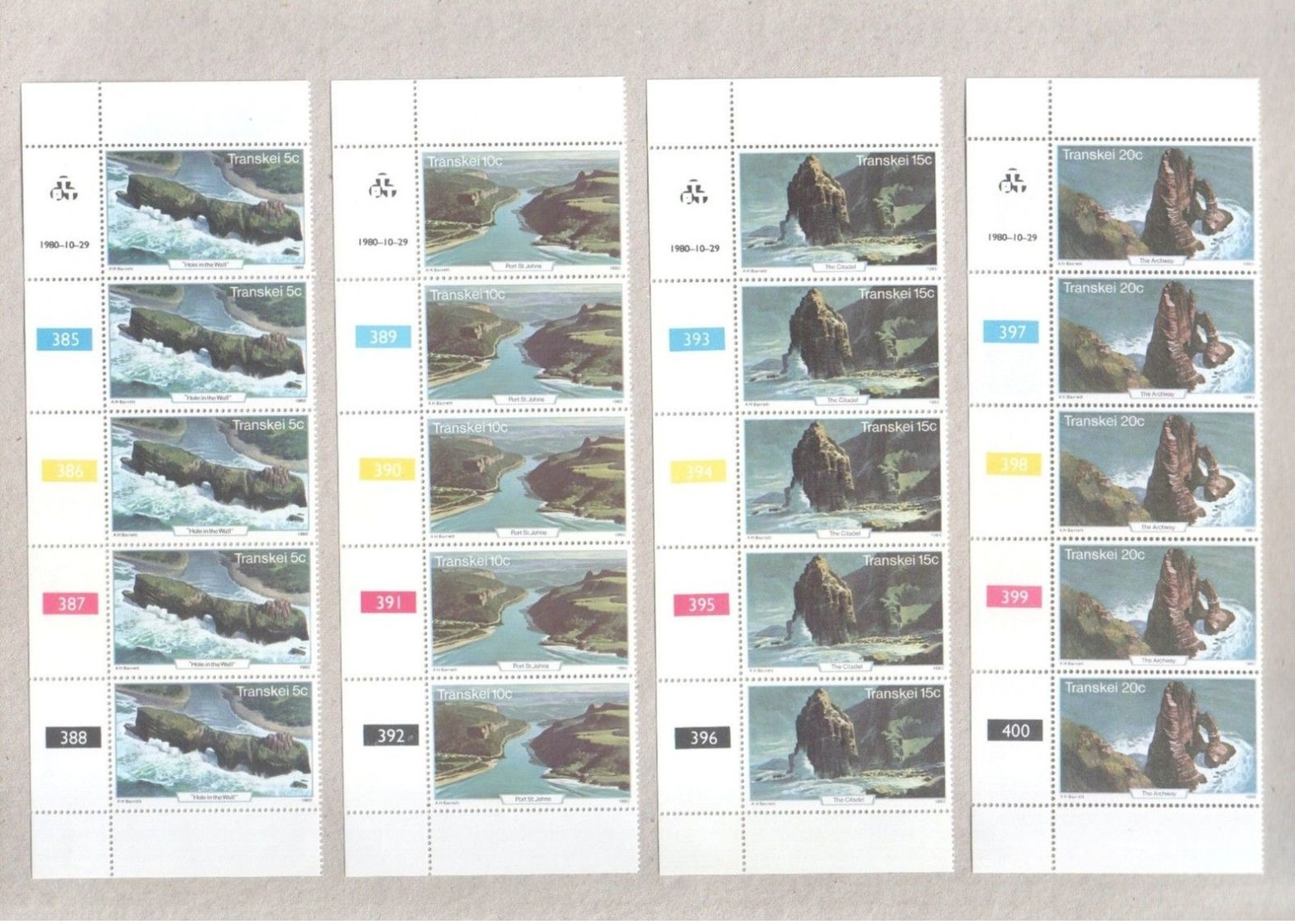 Transkei Blocks Of MNH Stamps From 1980 Tourism Coastal Landscapes Set - Transkei