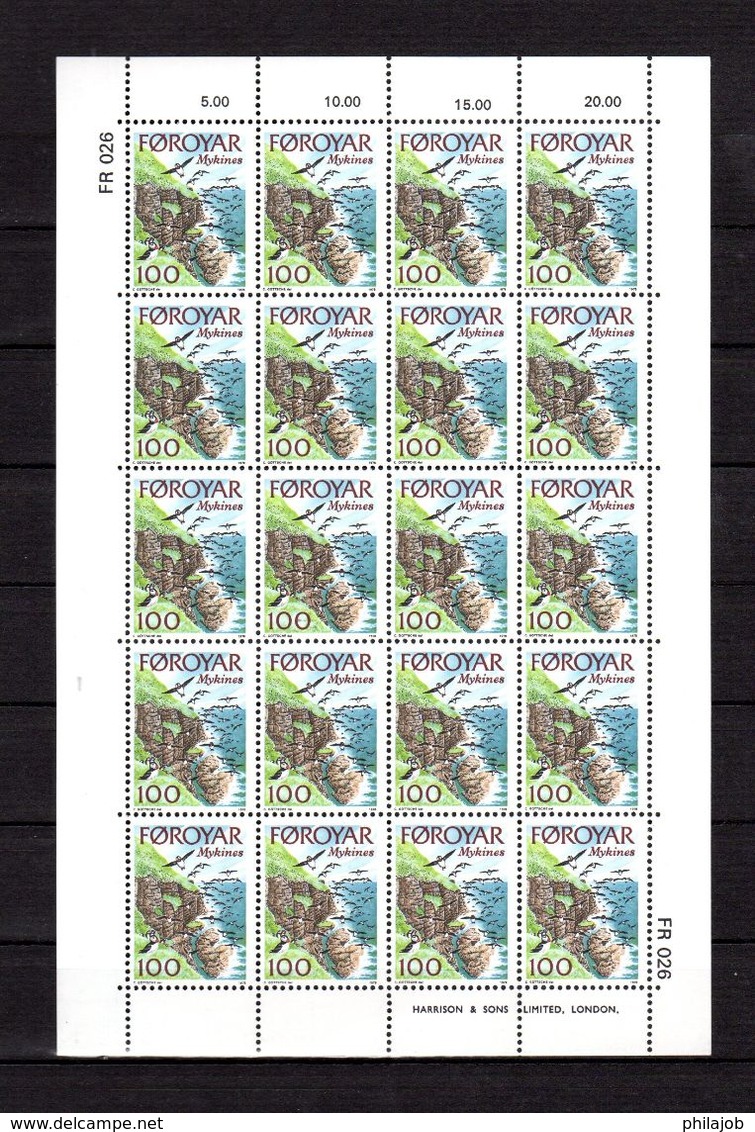 " LA COTE DE MYKINES " En Feuille Neuve ** MNH (20 Timbres). FEROE 1978. N° YT 25. Parfait état. - Faeroër