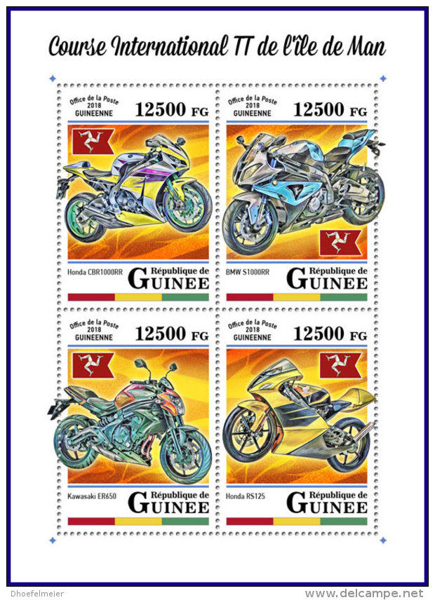 GUINEA REP. 2018 MNH** Isle Of Man TT Race Motorcycle Motorräder Motos M/S - OFFICIAL ISSUE - DH1809 - Motorbikes