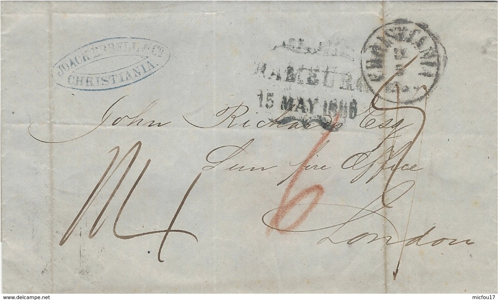 1858- Letter From Copenhagen To London - Several Rating - " Via Ostende " - Brieven En Documenten