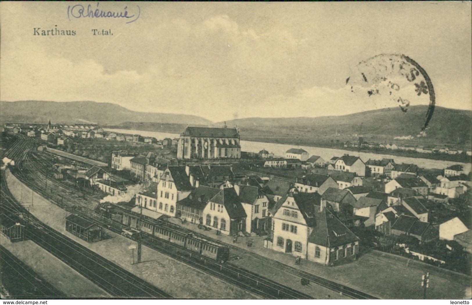 AK Konz Karthaus, Total Mit Bahnhof, Eisenbahn, Bahnstrecke, Ca. 1910er Jahre (29426) - Sonstige & Ohne Zuordnung