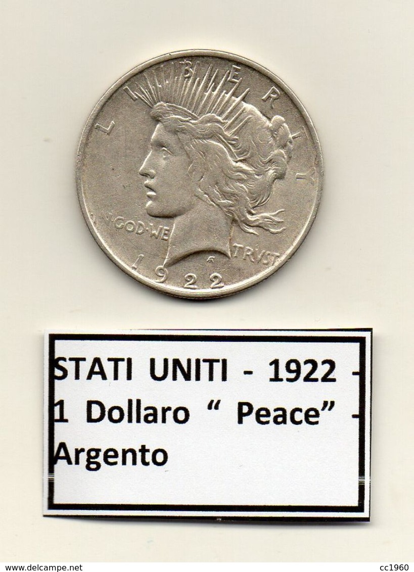 Stati Uniti -  1922 - 1 Dollaro "Peace" - Zecca D (Denver) - Argento - (FDC6550) - 1921-1935: Peace (Paix)