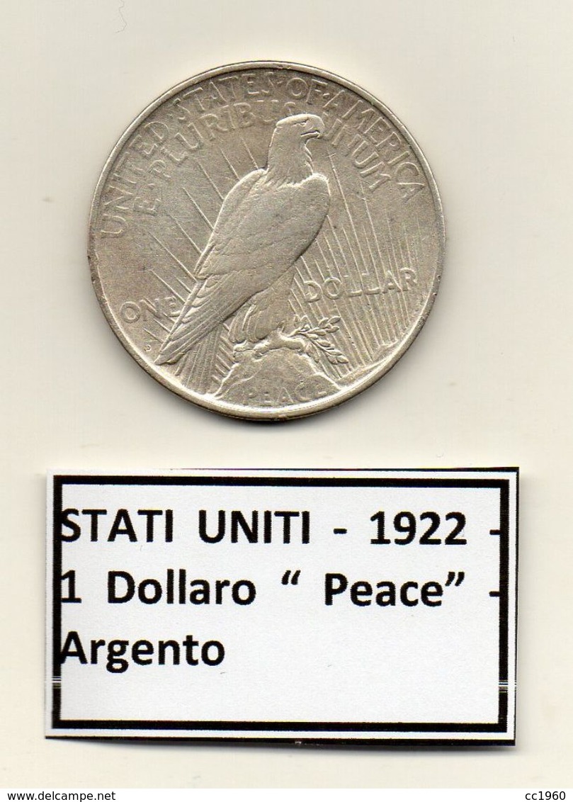 Stati Uniti -  1922 - 1 Dollaro "Peace" - Zecca D (Denver) - Argento - (FDC6550) - 1921-1935: Peace (Paix)