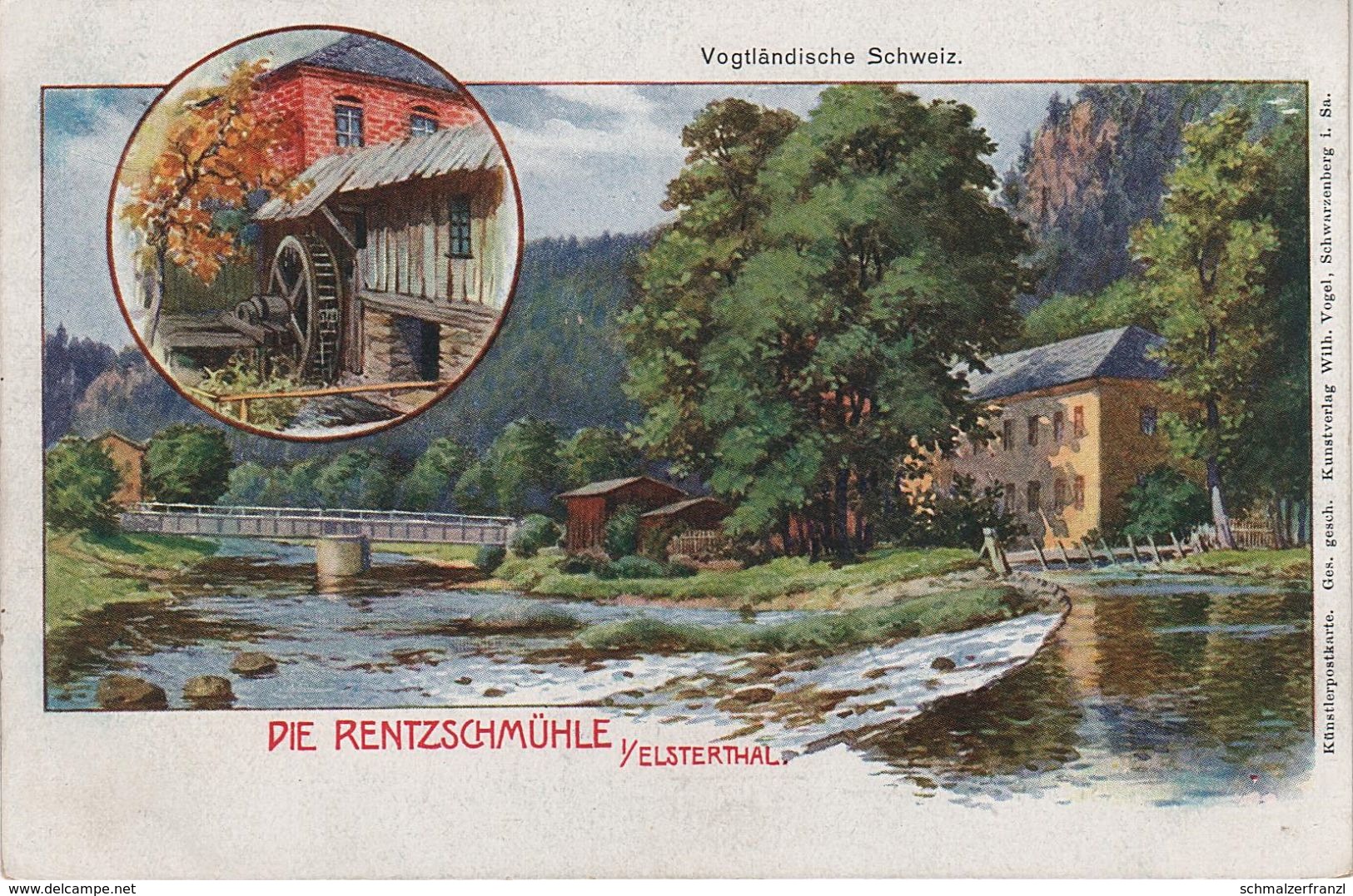 Litho AK Rentzschmühle Gasthof A Pöhl Jocketa Trieb Liebau Steinsdorf Ruppertsgrün Cossengrün Vogtländische Schweiz - Poehl