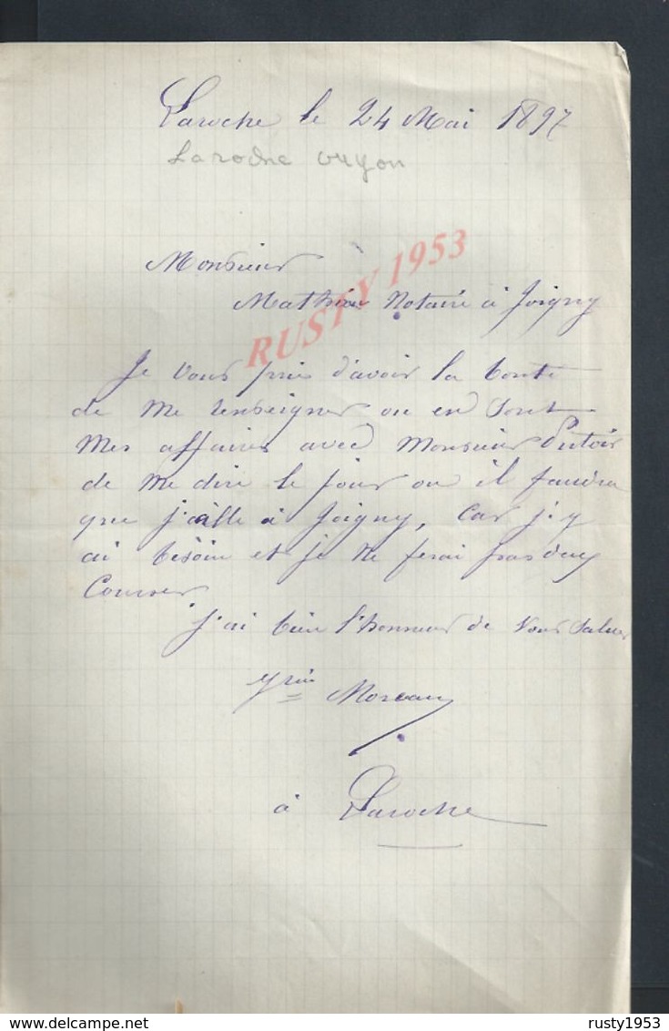 LETTRE DE LA ROCHE  GUYON 1897 ? : - Manuscrits