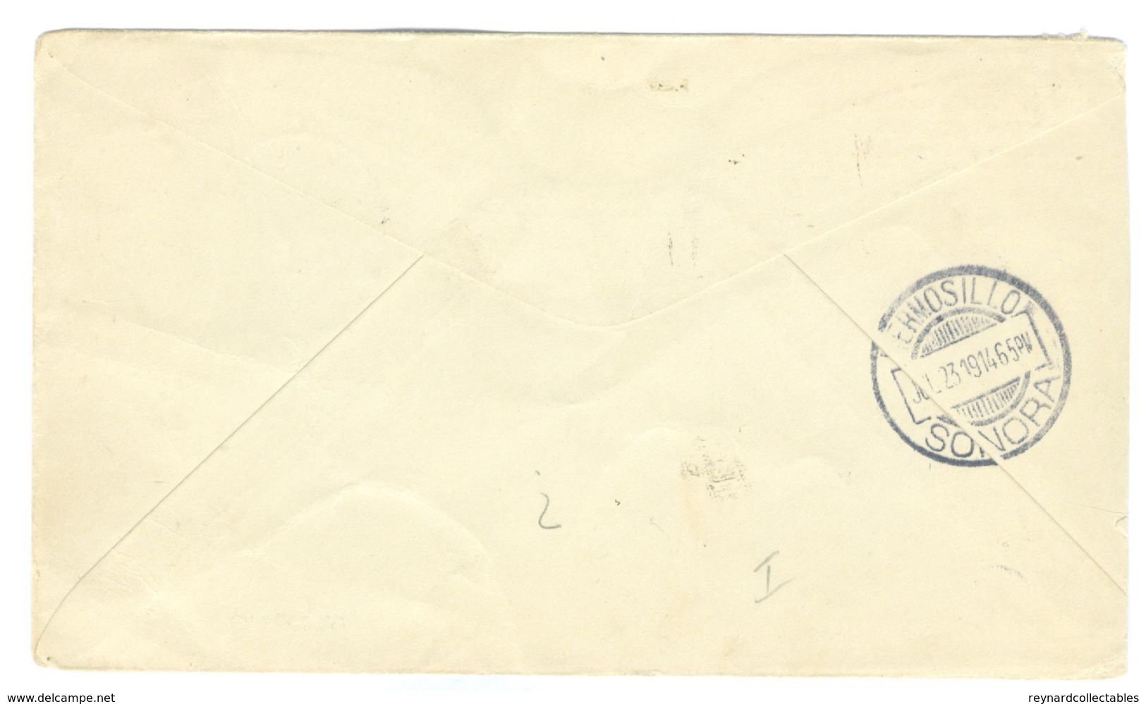 1914 Mexico Cover Bisect Transitorio Stamp E.U.M. Duplex, Hermosillo, Sonora - Mexico