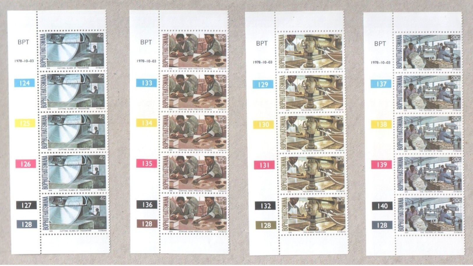 Bophuthatswana Block Of MNH Stamps 1978 Gemstone And Marble Industries - Bophuthatswana