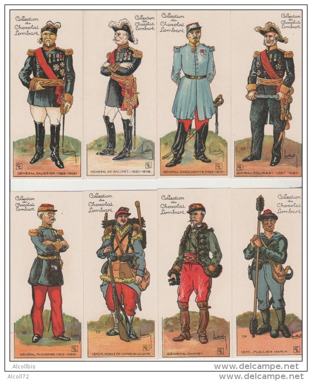 Lot de 60 Images (à découper).Publicité Chocolat Lombard:Militaires illustrés par H.Gray.