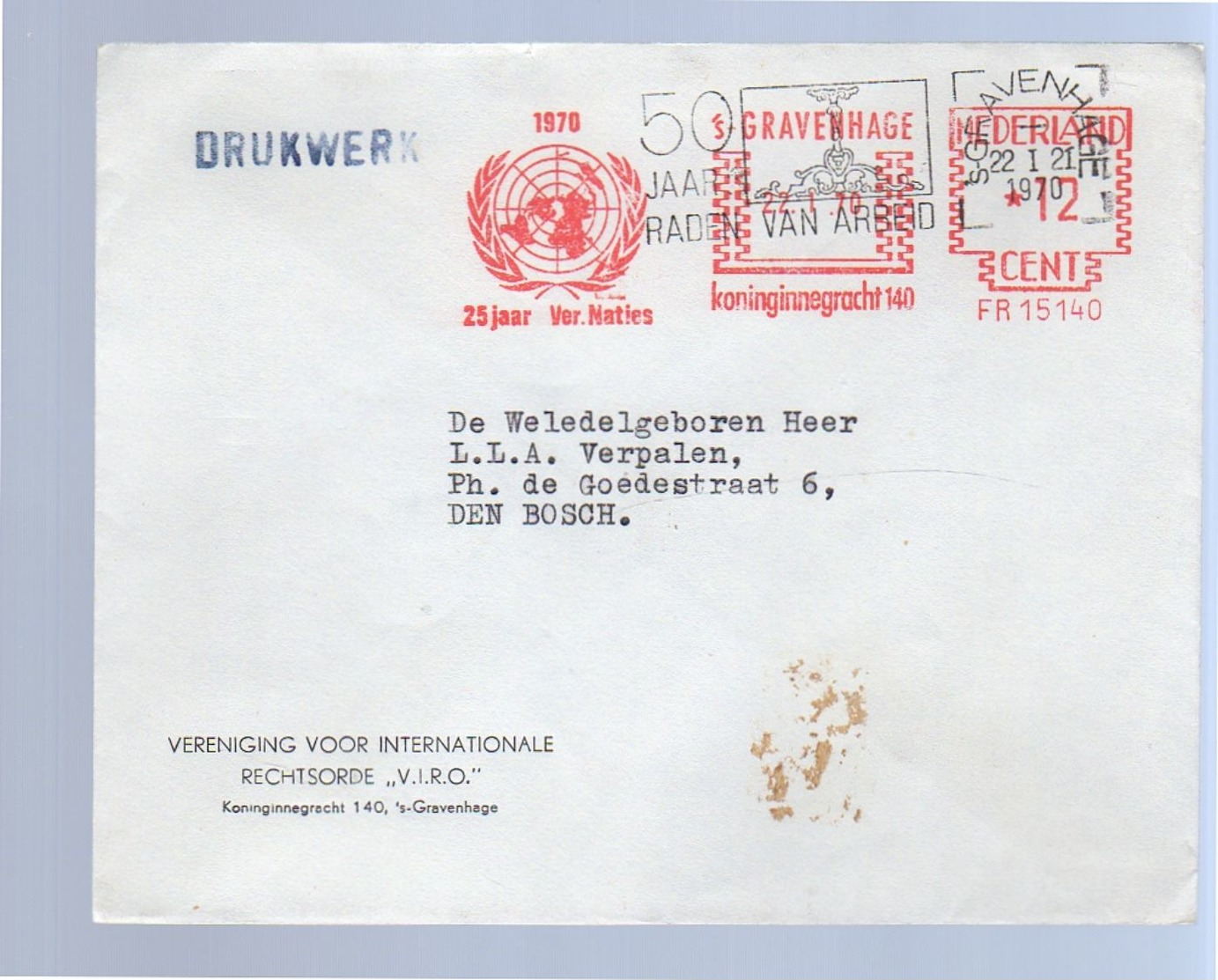 Rechtsorde VIRO > UNO 1970 &v Raden Van Arbeid > Verpalen (Esperanto-kenner) (BJ24) - Covers & Documents