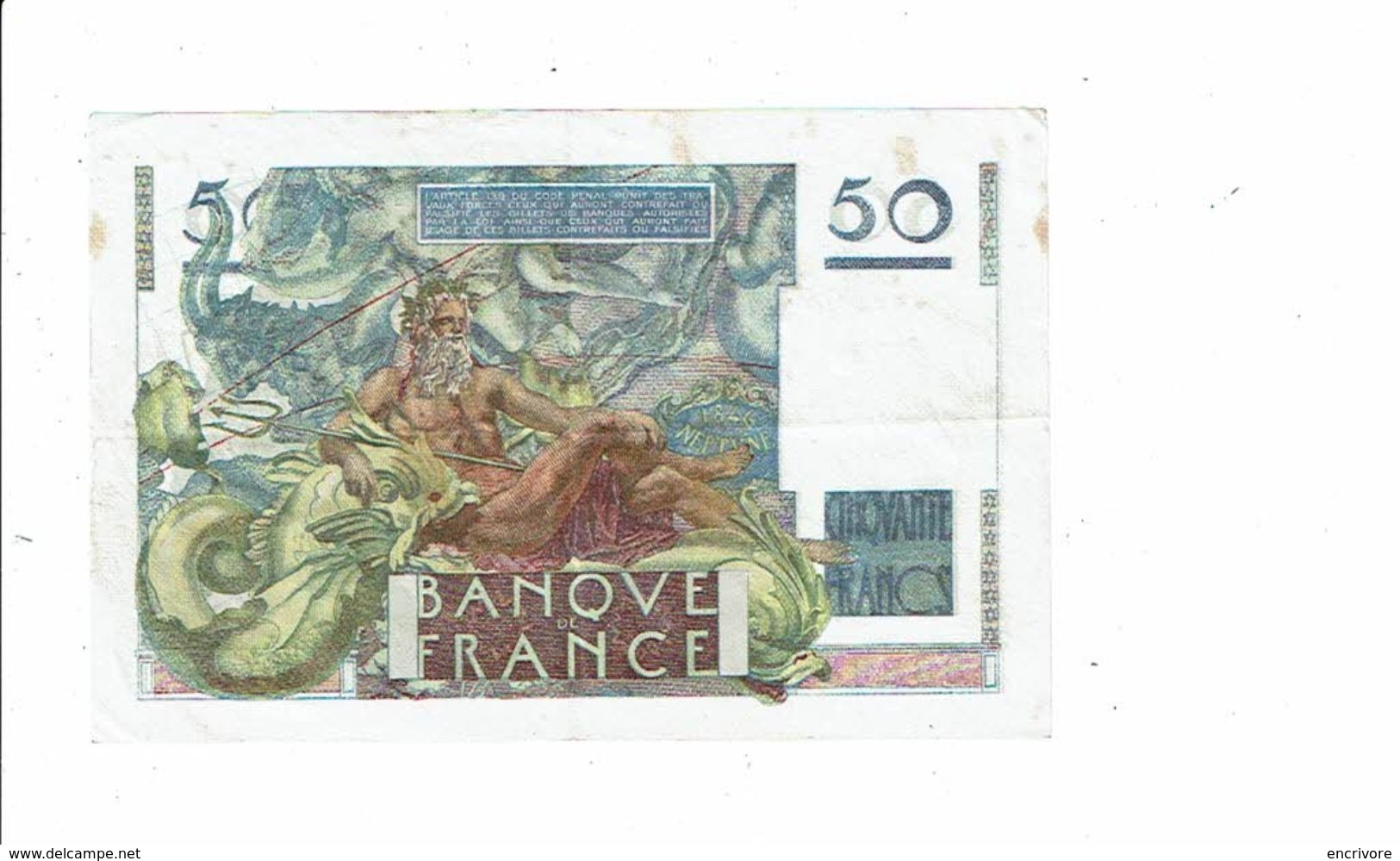 Banque De France Billet Cinquante 50 Francs Type Le Verrier 1946 - 88838 M 128 Neptune - 50 F 1946-1951 ''Le Verrier''