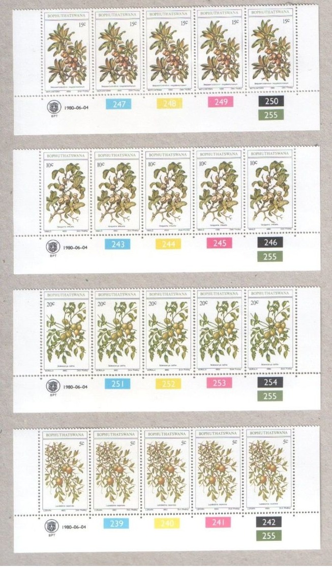 Bophuthatswana Blocks Of MNH Stamps 1980 Fruits - Bophuthatswana