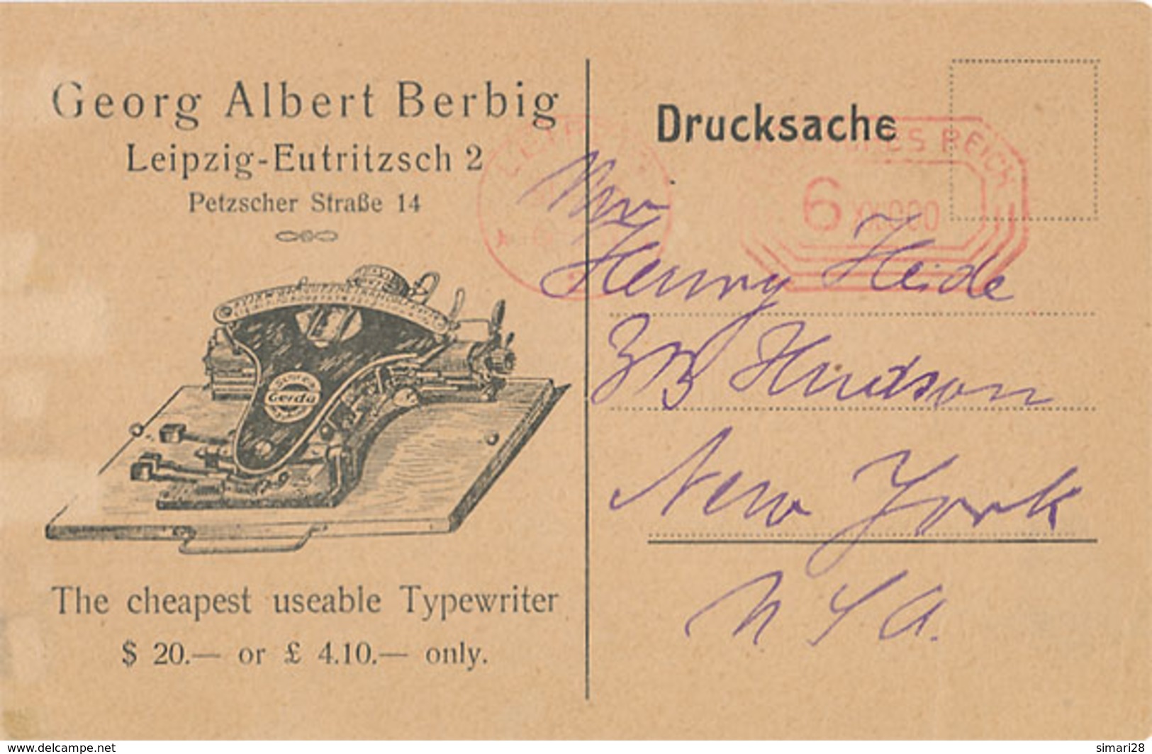 LEIPZIG - GEORG ALBERT BERBIG - LEIPZIG-EUTRITZSCH 2 - PETZSCHER STRASSE 14 (MACHINE A ECRIRE) - Leipzig