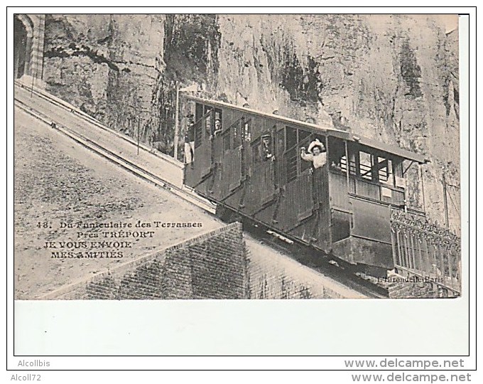 48.Du Funiculaire Des Terrasses Près Tréport.Je Vous Envoie Mes Amitiés.L'Hirondelle.Paris. - Le Treport