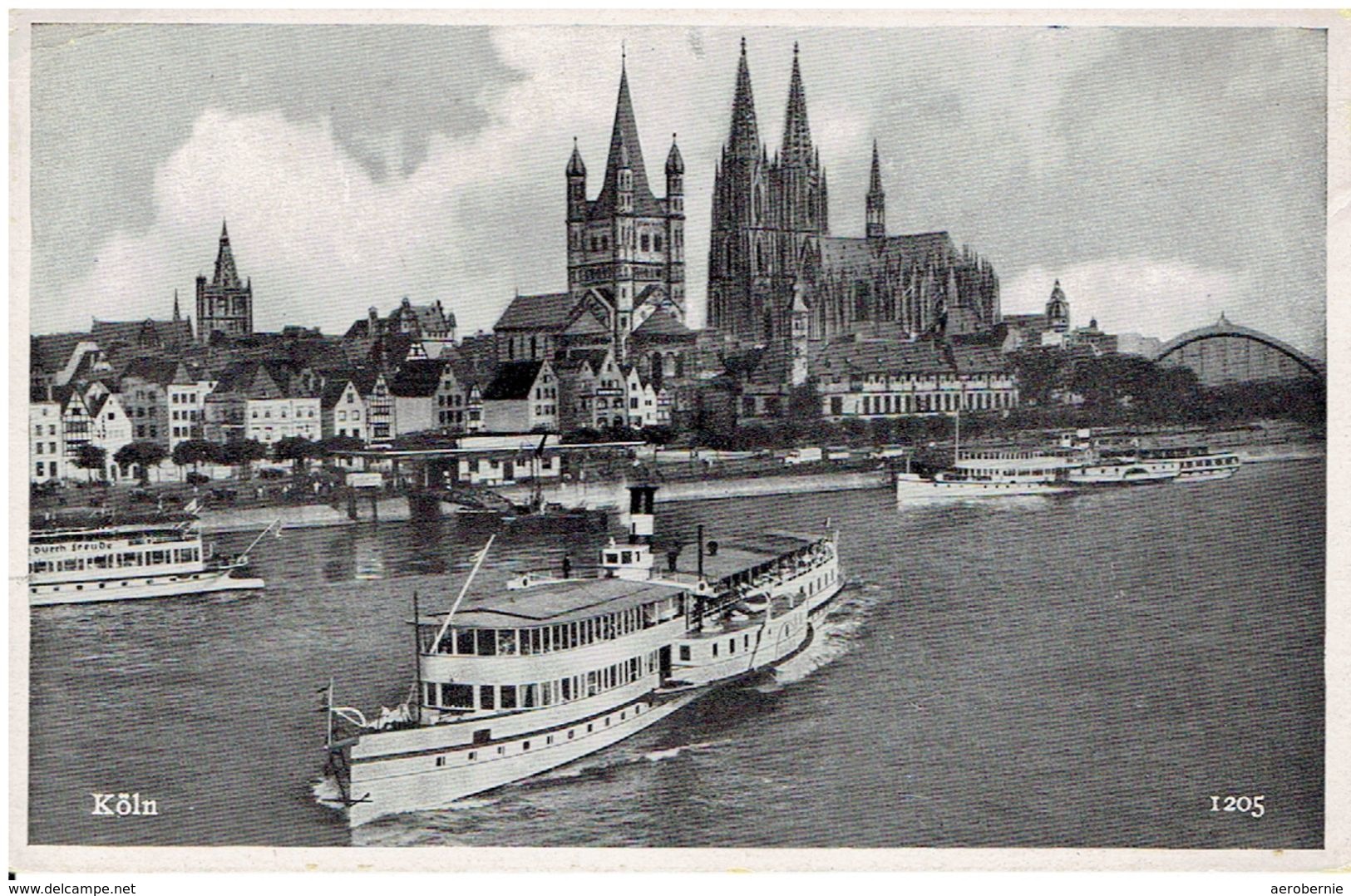 Alte Postkarte KÖLN - Mit Raddampfern Köln-Düsseldorfer - Piroscafi