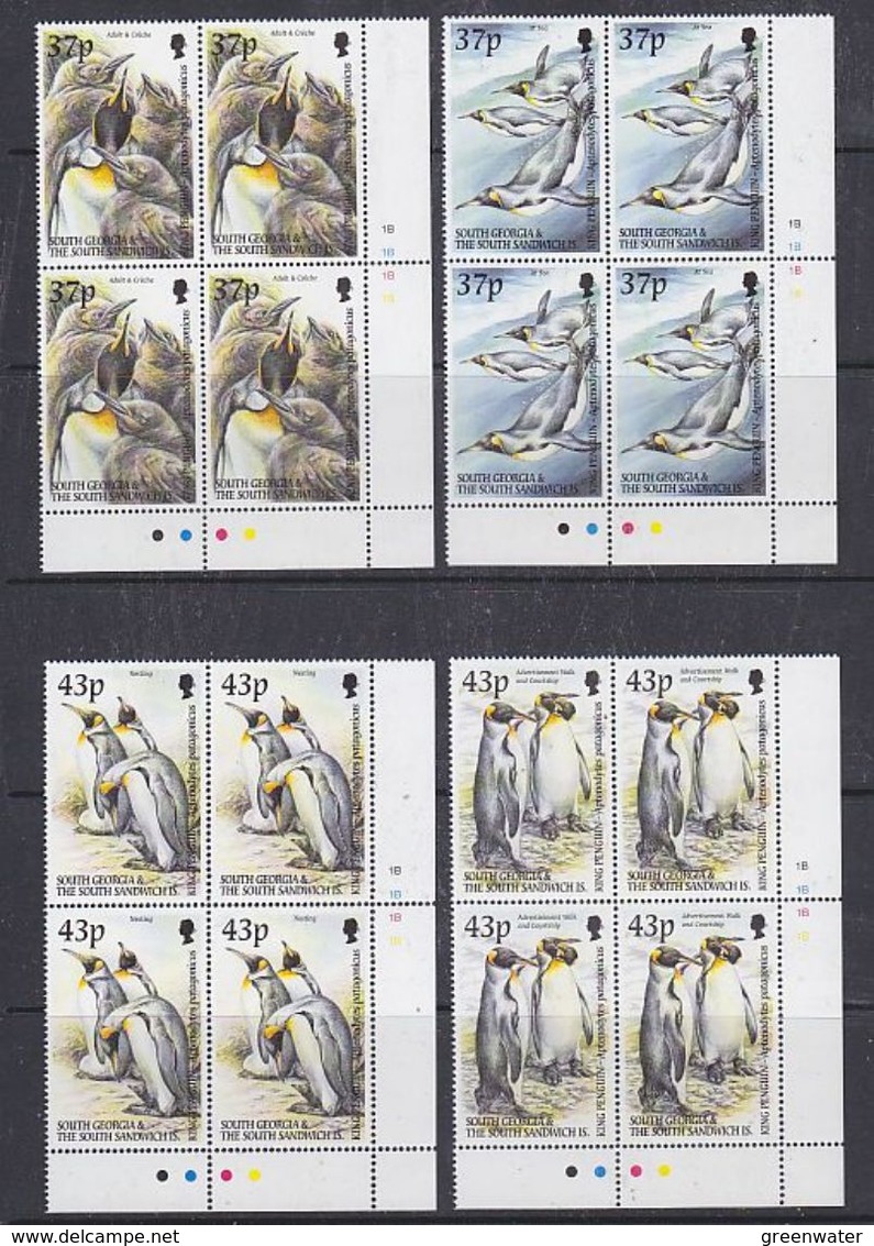 South Georgia 2000 King Penguins 4v  Bl Of 4  (corners)  ** Mnh (37906A) - Zuid-Georgia