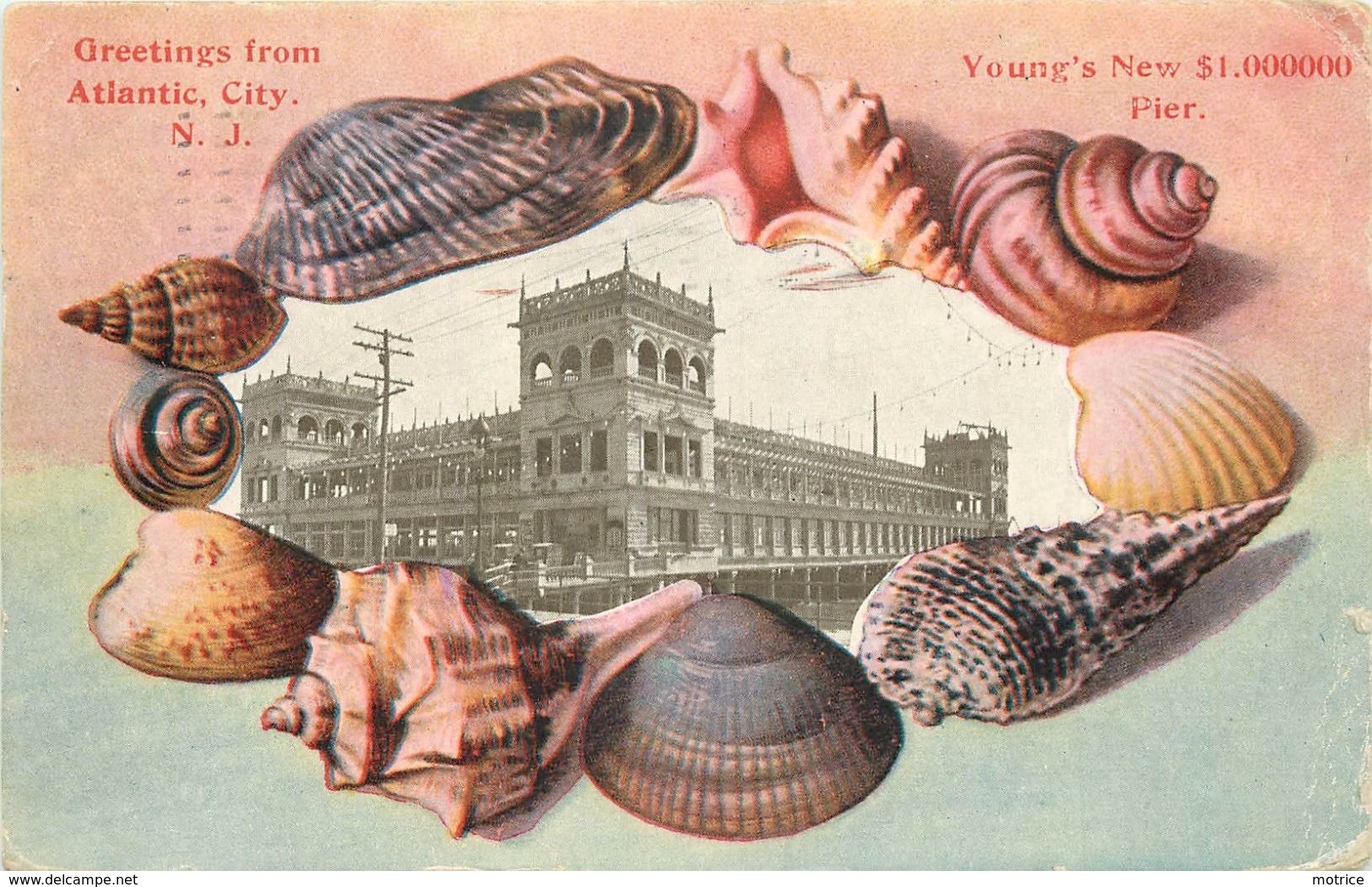 ATLANTIC CITY N.J. -  Carte 1900 Illustrée.(vendue En L'état) - Atlantic City
