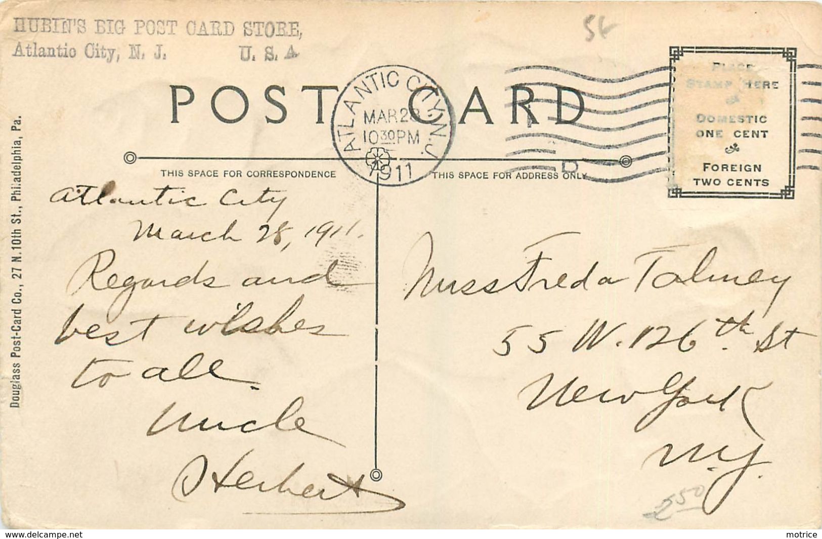 ATLANTIC CITY N.J. -  Carte 1900 Illustrée.(vendue En L'état) - Atlantic City