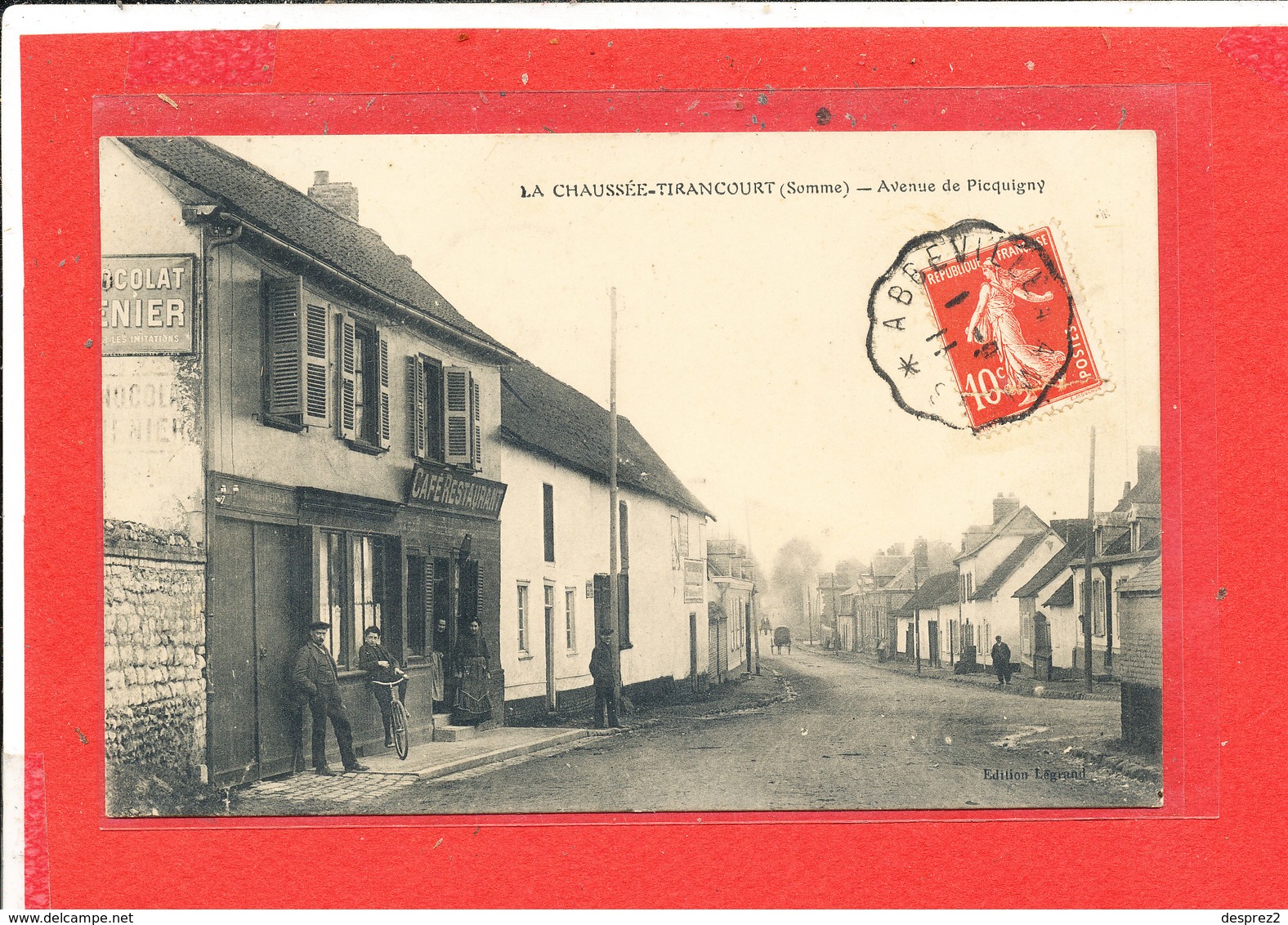 80 LA CHAUSSEE TIRANCOURT Cpa Animée CAFE RESTAURANT Avenue De Picquigny       Edit Legrand - Autres & Non Classés